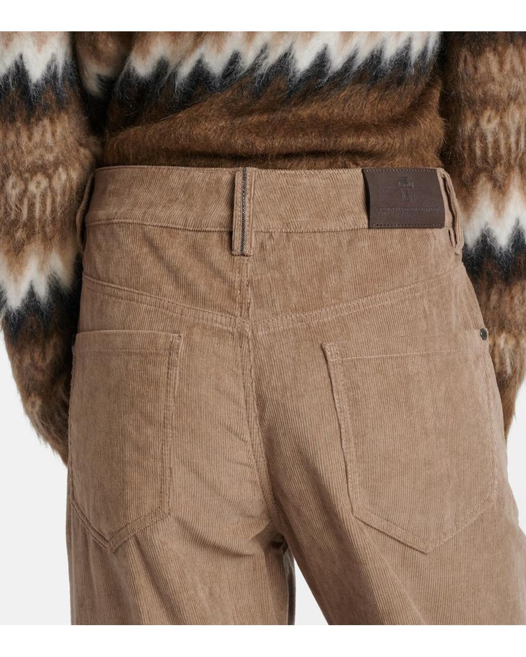 Brunello Cucinelli Brown Monili Cotton Corduroy Straight Pants