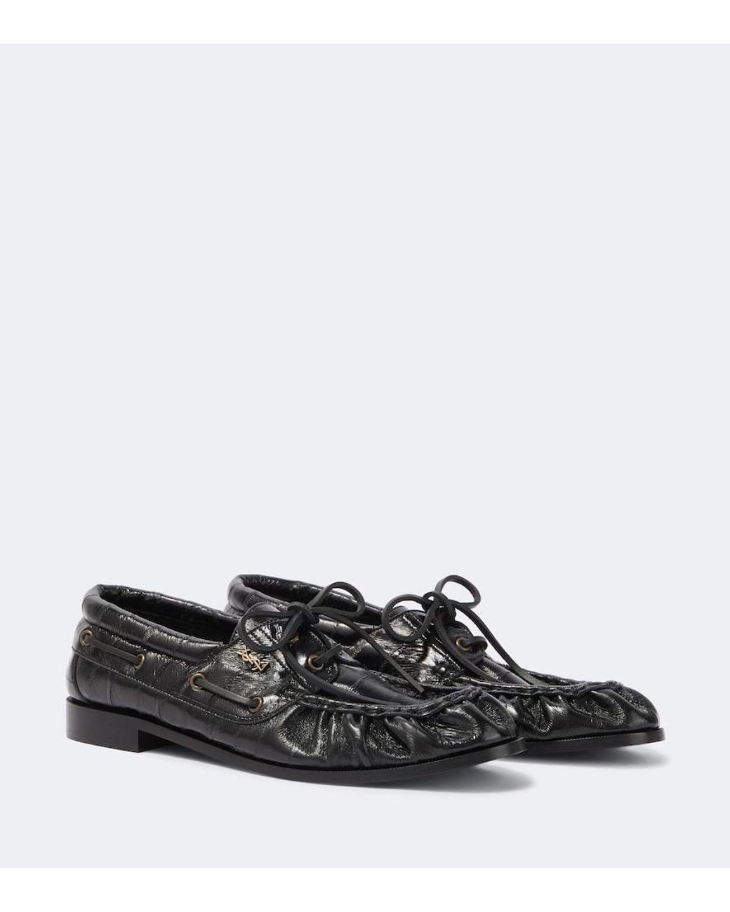 Saint Laurent Black Le Loafer Leather Boat Shoes for men