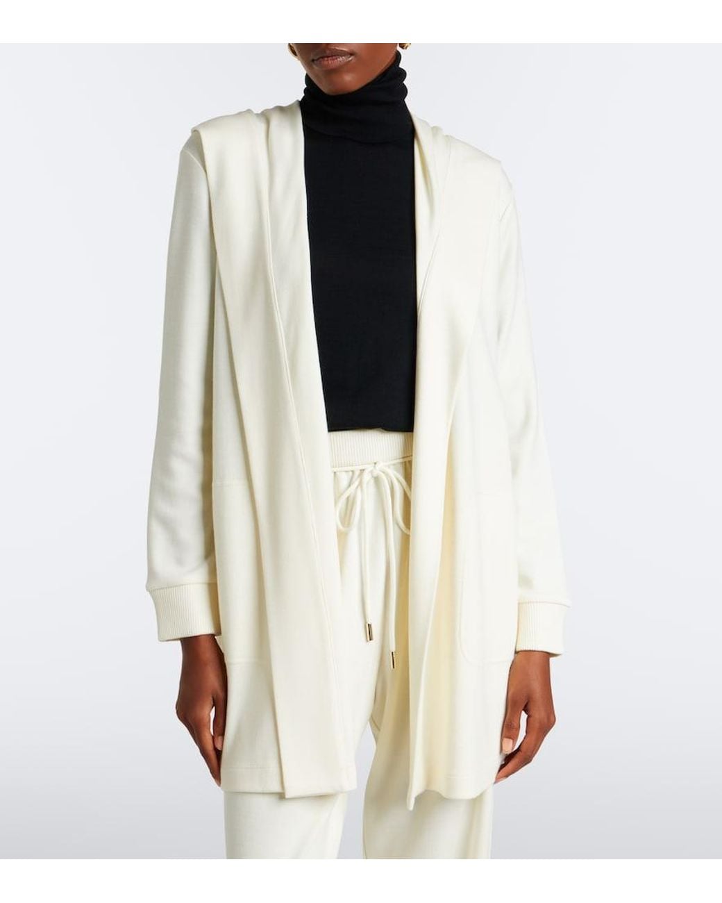 Max Mara Natural Virgin Wool Wrap Coat