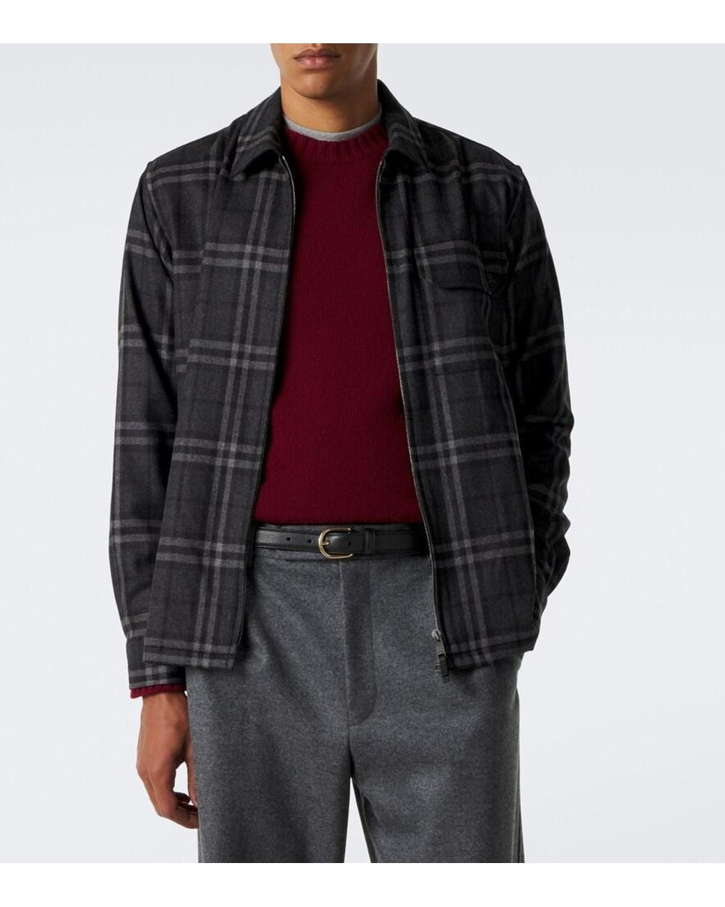 Burberry Black Check Wool And Cashmere Jacket for men