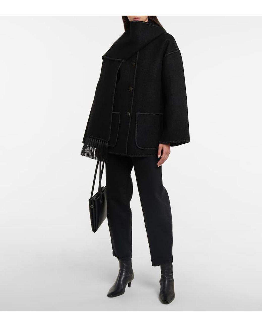 Scarf Lyst Totême in | Embroidered Black Jacket Wool-blend