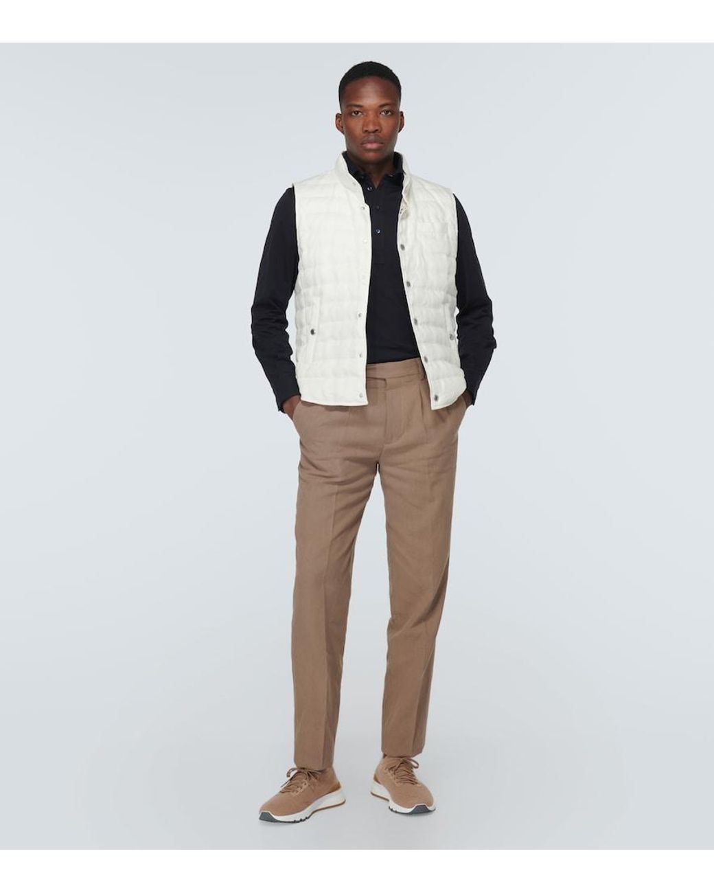 Brunello Cucinelli Blue Cotton Polo Sweater for men