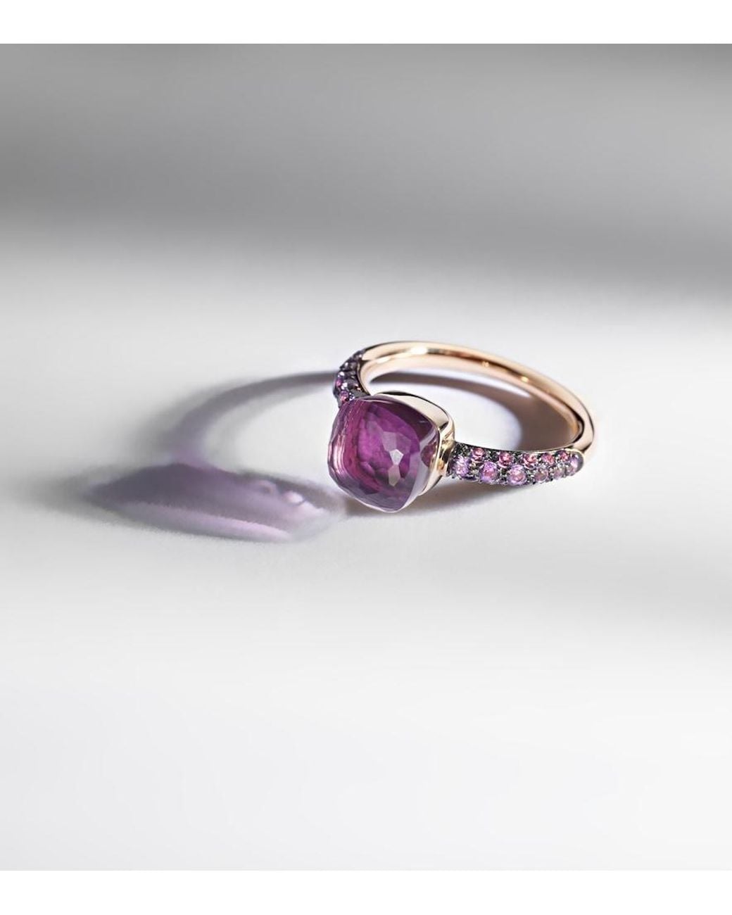 Pomellato Purple Nudo Petit 18Kt Rose And Ring With Amethyst And Jade
