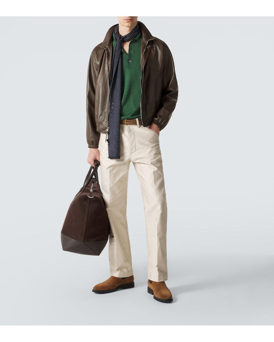 Tom Ford Green Silk And Linen Polo Sweater for men