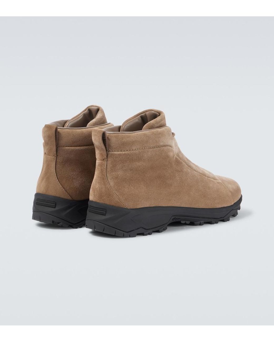 Zegna Brown Triple Stitch Suede High-Top Sneakers for men