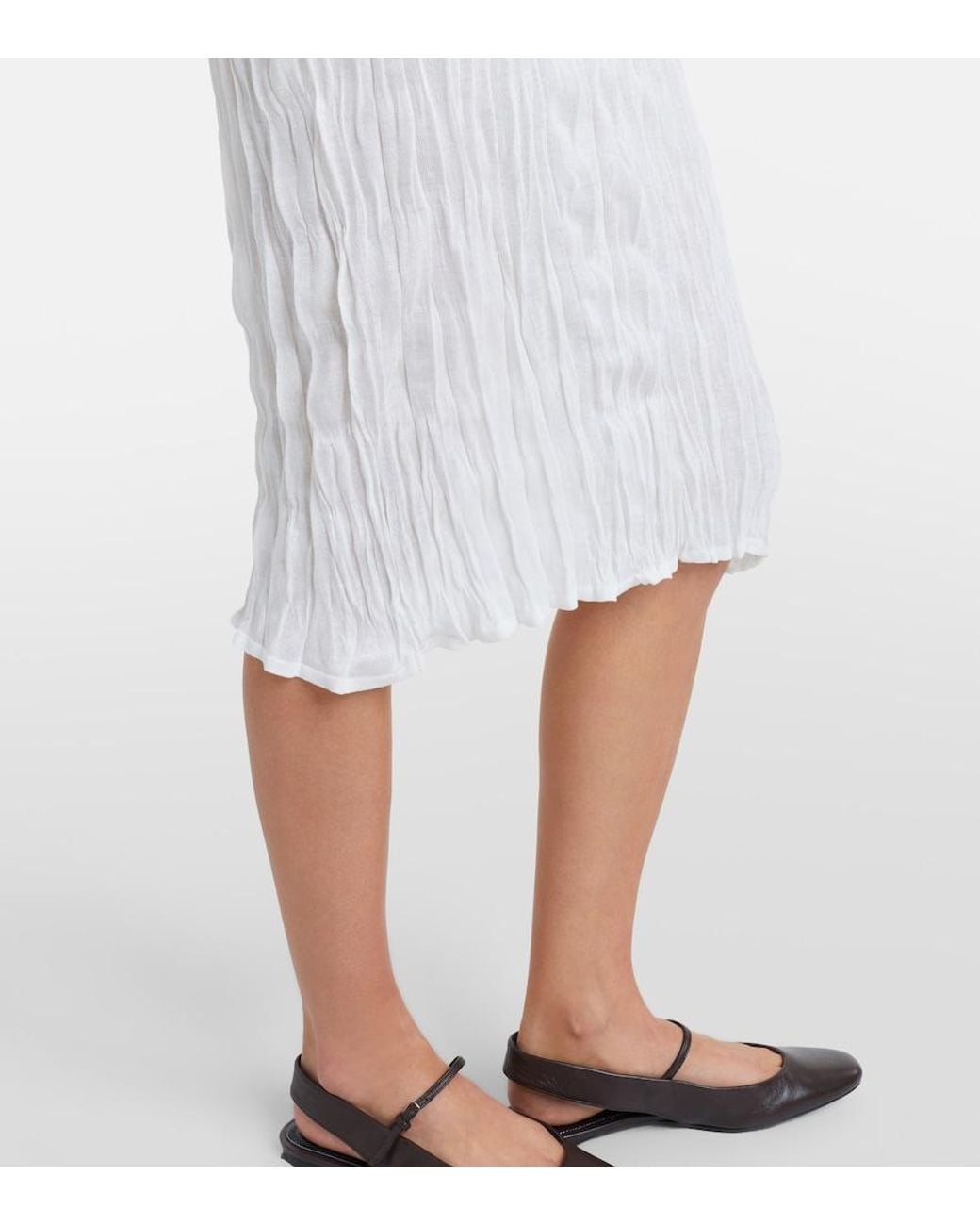 Totême  White Pleated Midi Dress