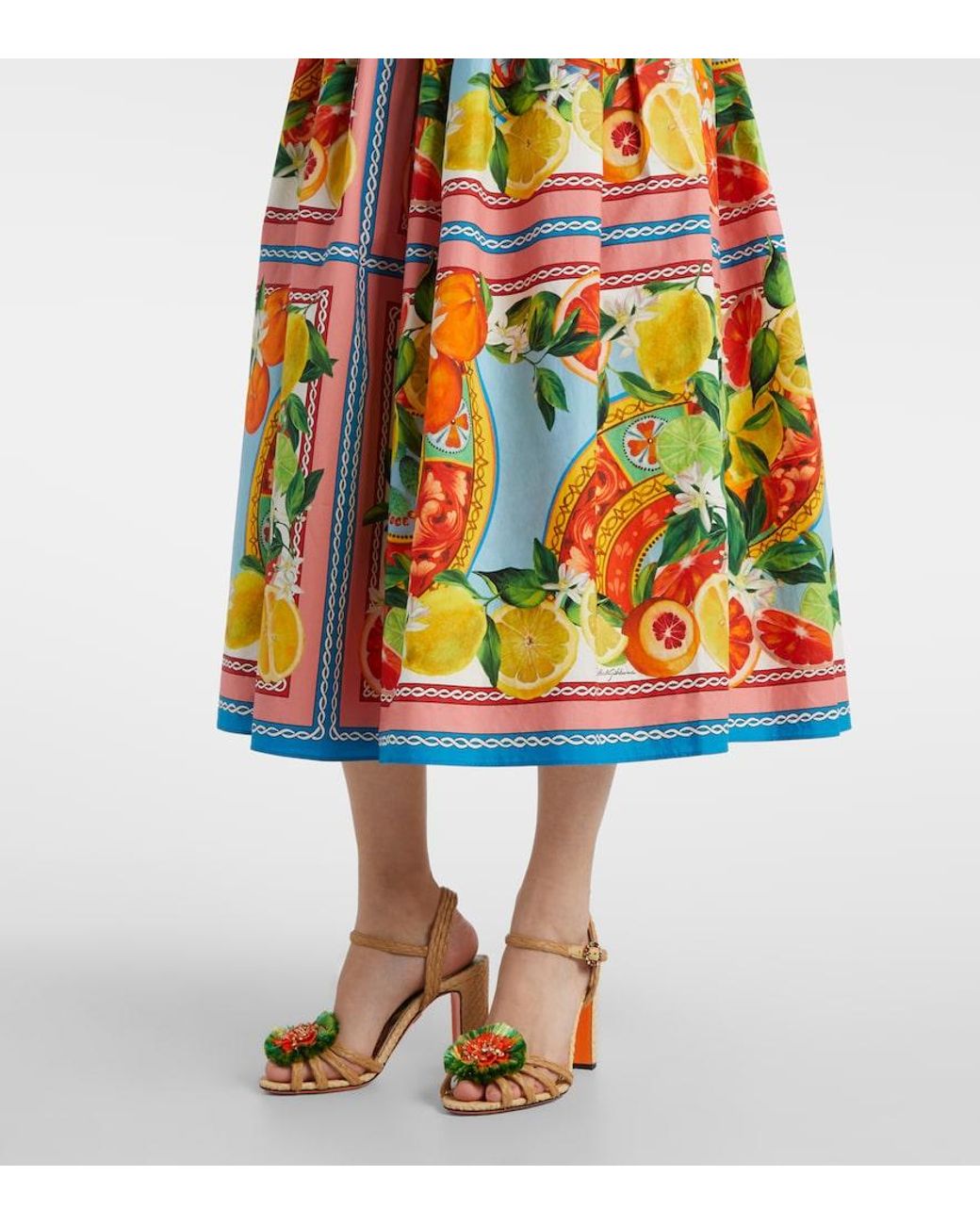 Dolce & Gabbana White Taormina Printed Cotton Midi Dress