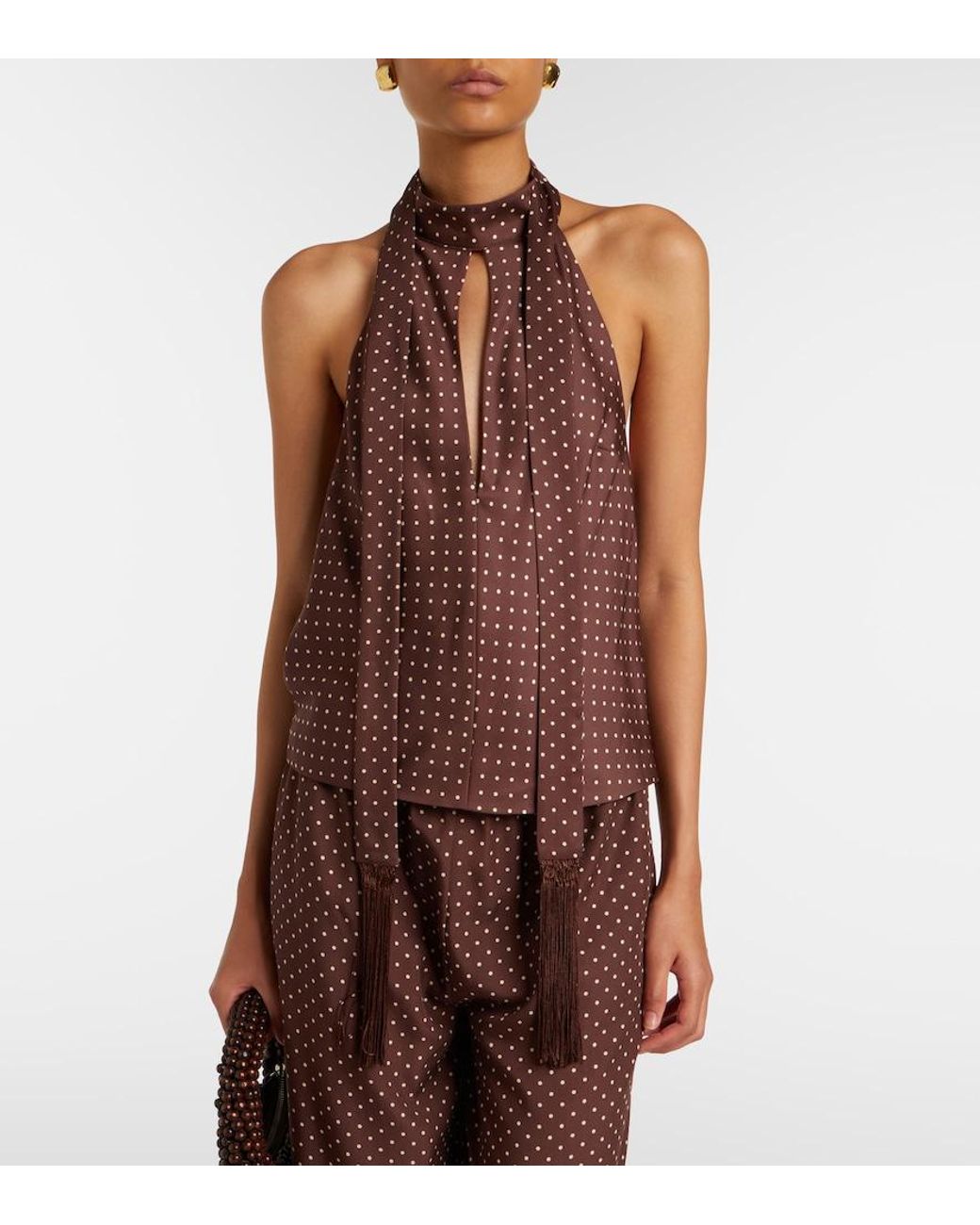 Posse Red Phoebe Polka-Dot Halterneck Top