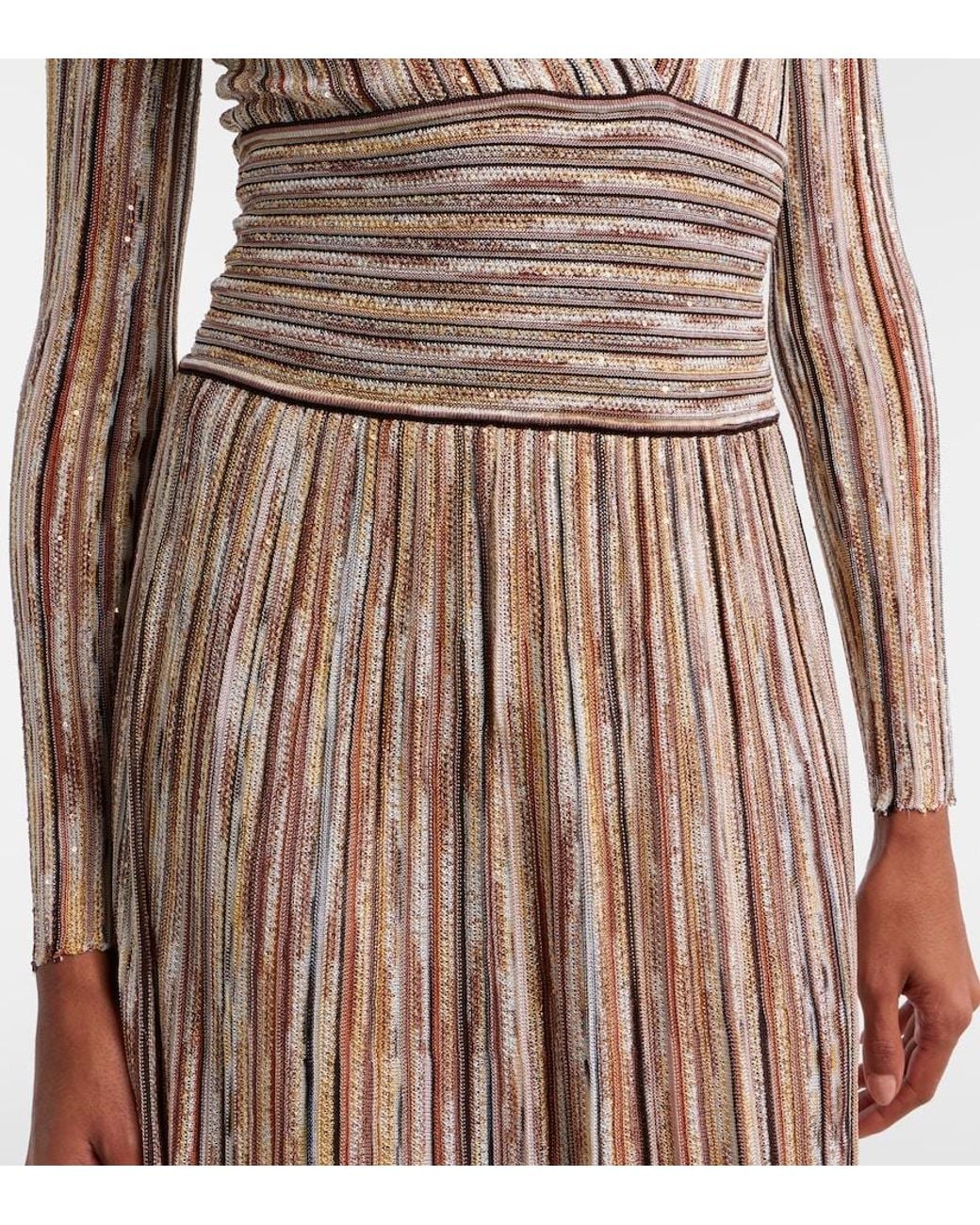 Missoni Natural Sequined Striped Maxi Dress