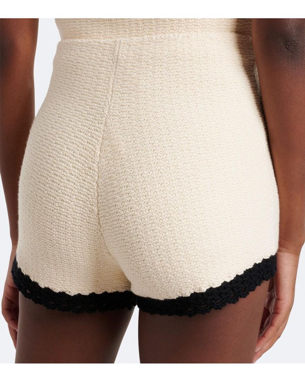 Posse White Hattie Crochet-Trim Shorts