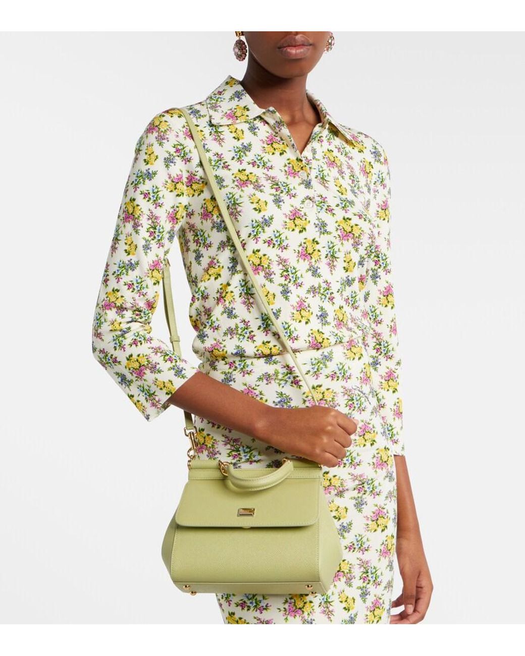 Dolce & Gabbana Metallic Sicily Small Leather Top-Handle Bag