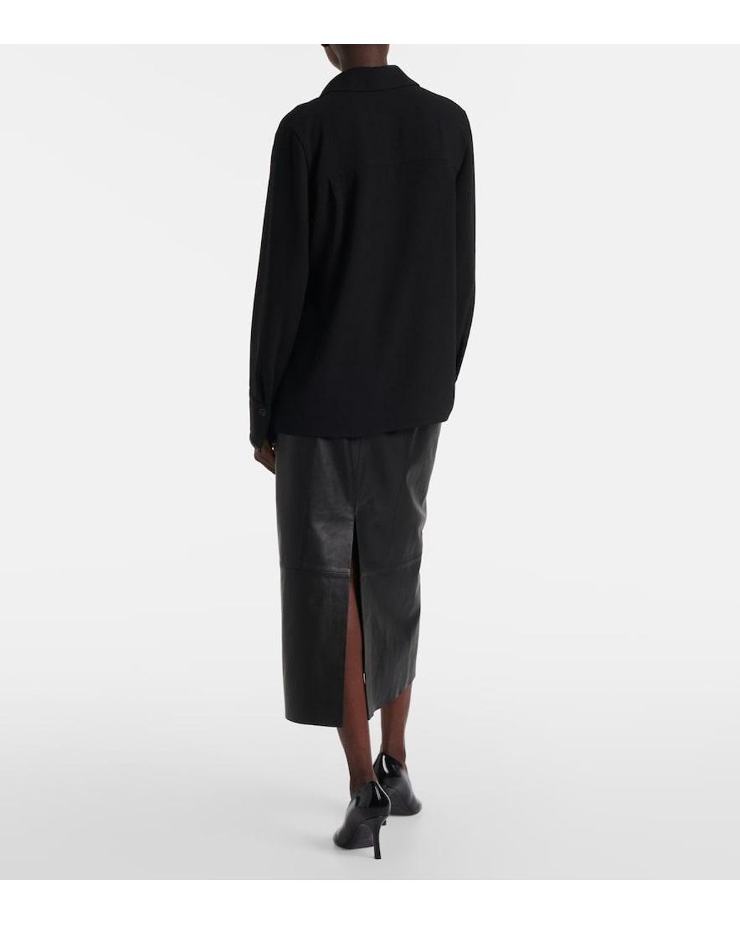 Vince Black Faux Leather-Trimmed Shirt