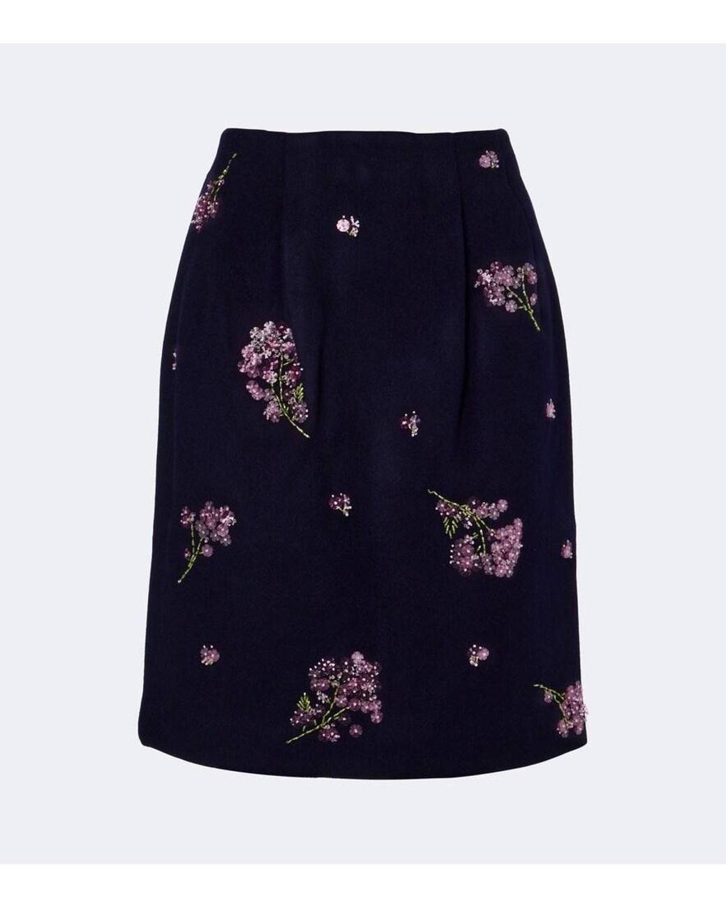 ShuShu/Tong Blue Embellished Wool Pencil Skirt