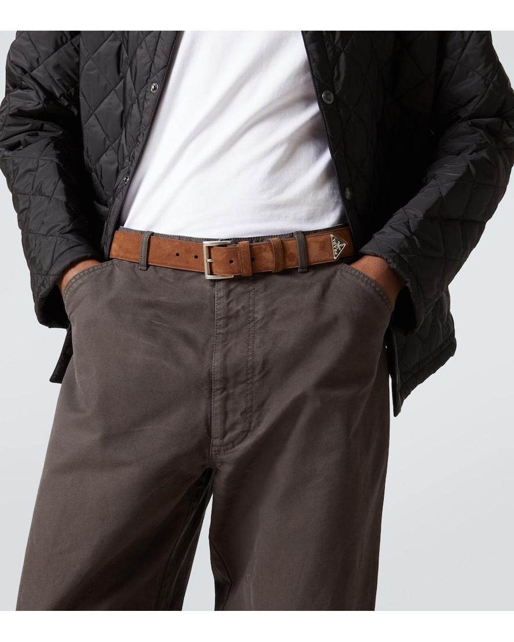 Prada Brown Suede Belt for men