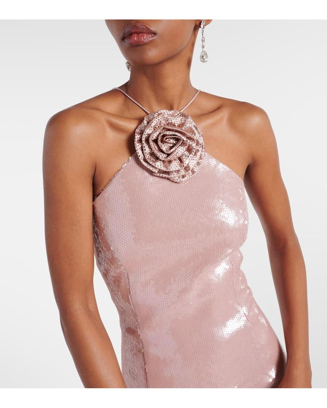 REBECCA VALLANCE 関税込 Gloria sequined floral-applique gown Gloria sequined floral-appliqué gown in gold - Rebecca