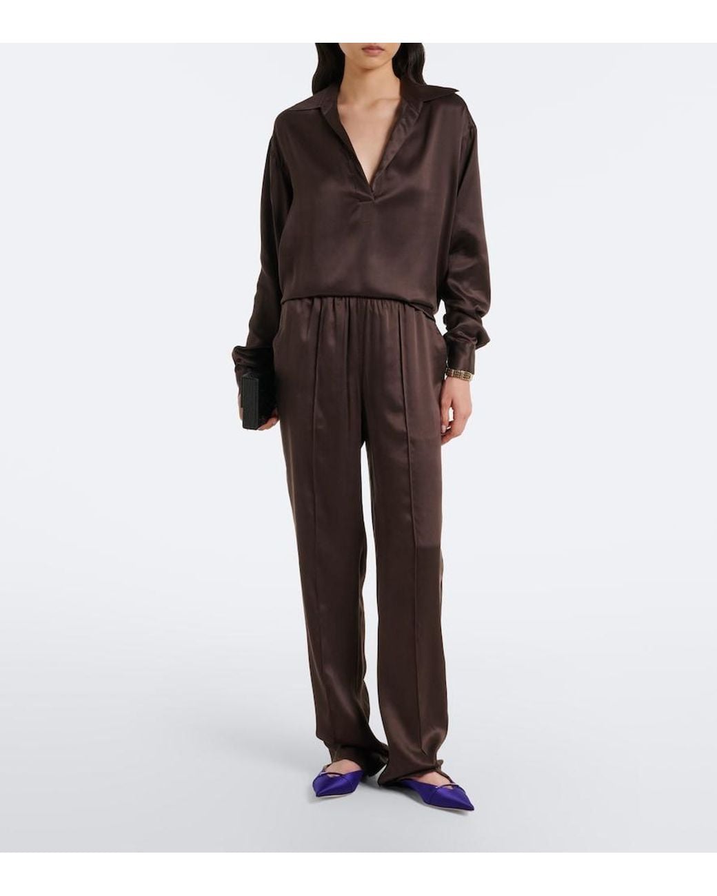 Tom Ford Brown Silk Satin Blouse
