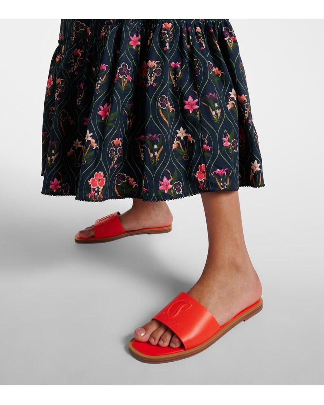 Christian Louboutin Orange Cl Mule Leather Sandal