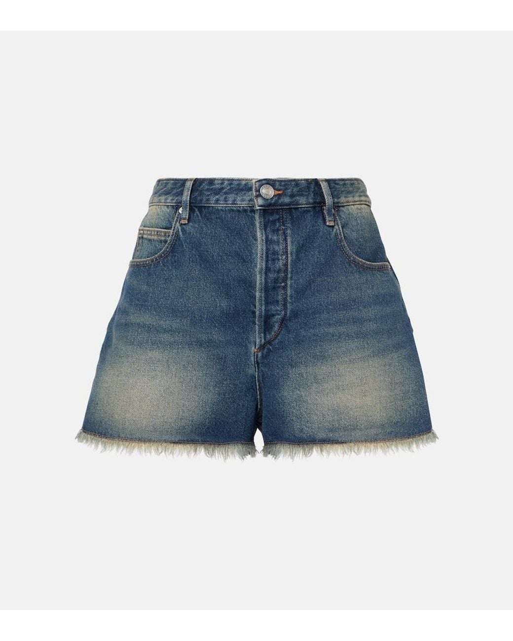 Isabel Marant Blue 'Lesia' Shorts With Fringed Hem