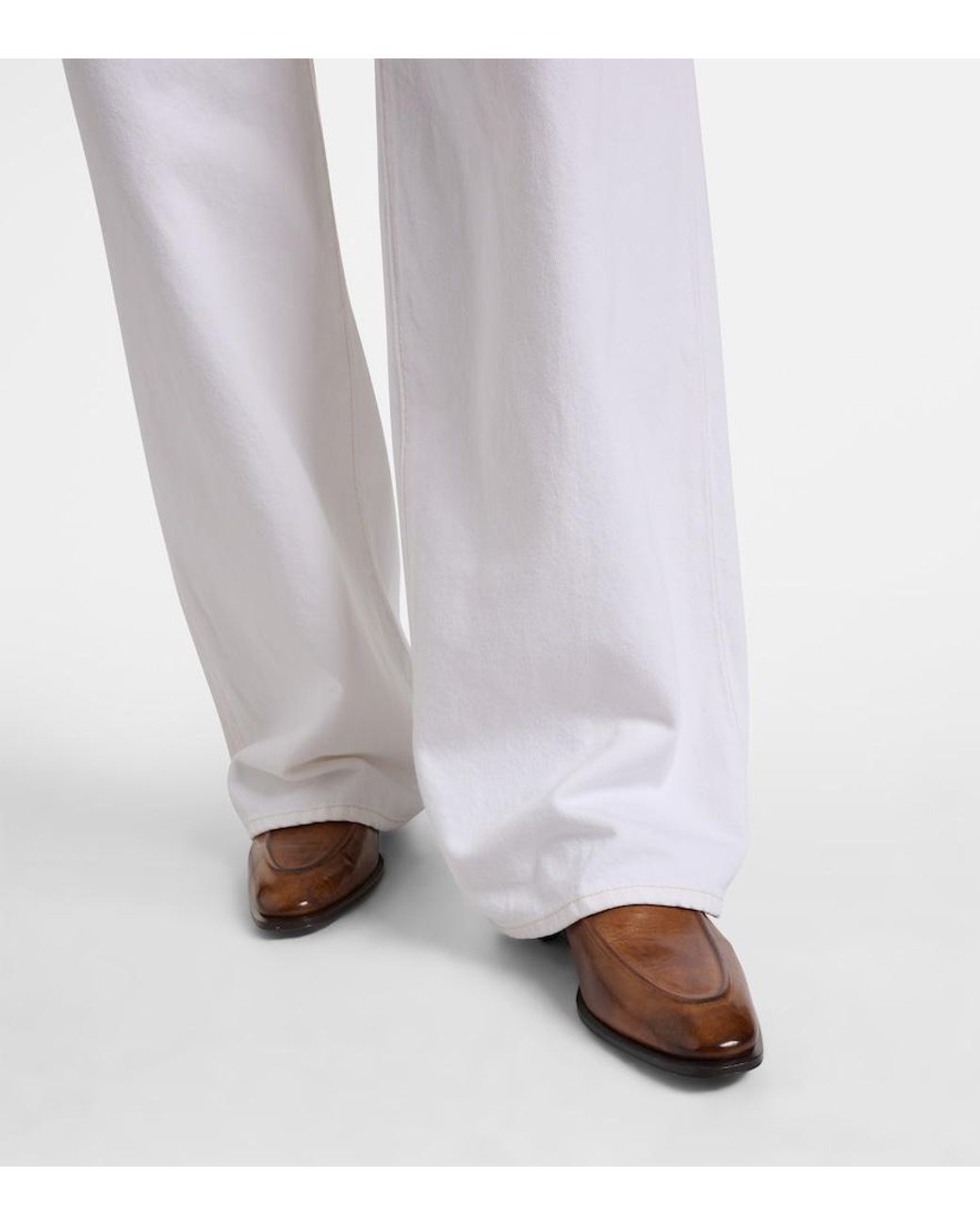 FRAME White Bubble Mid-Rise Wide-Leg Jeans