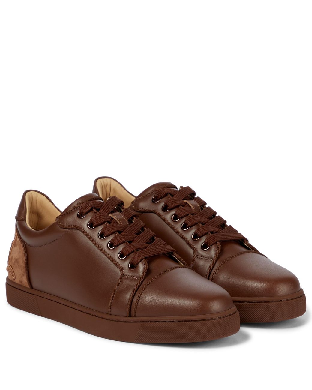 Christian Louboutin Fun Vieira Leather Sneakers in Brown | Lyst