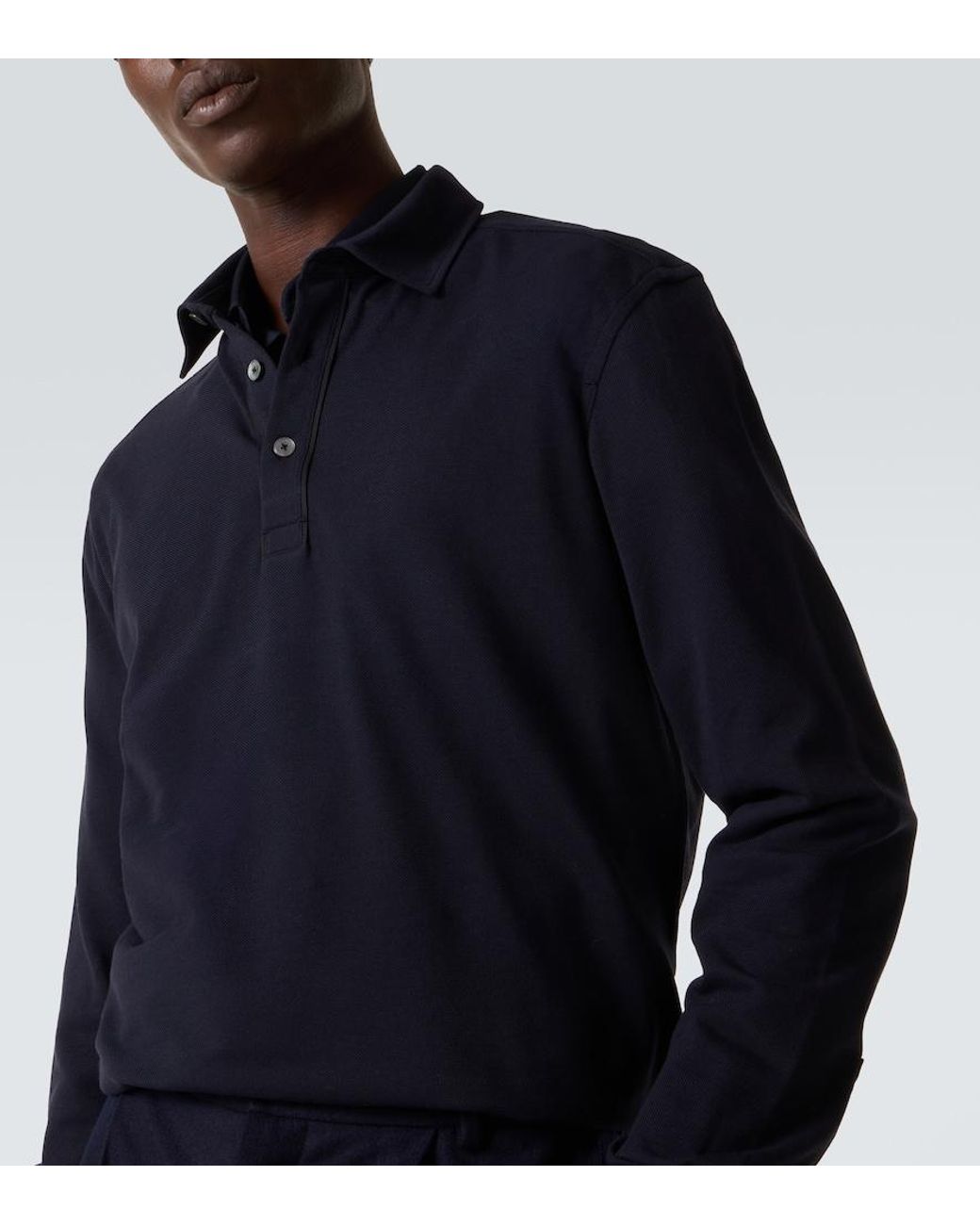 Zegna Blue Cotton Pique Polo Sweater for men
