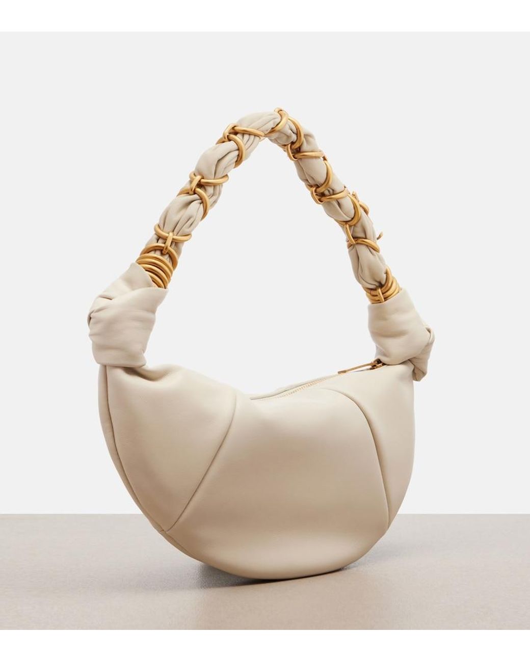 Saint Laurent Natural Amalia Mini Leather Top-Handle Bag