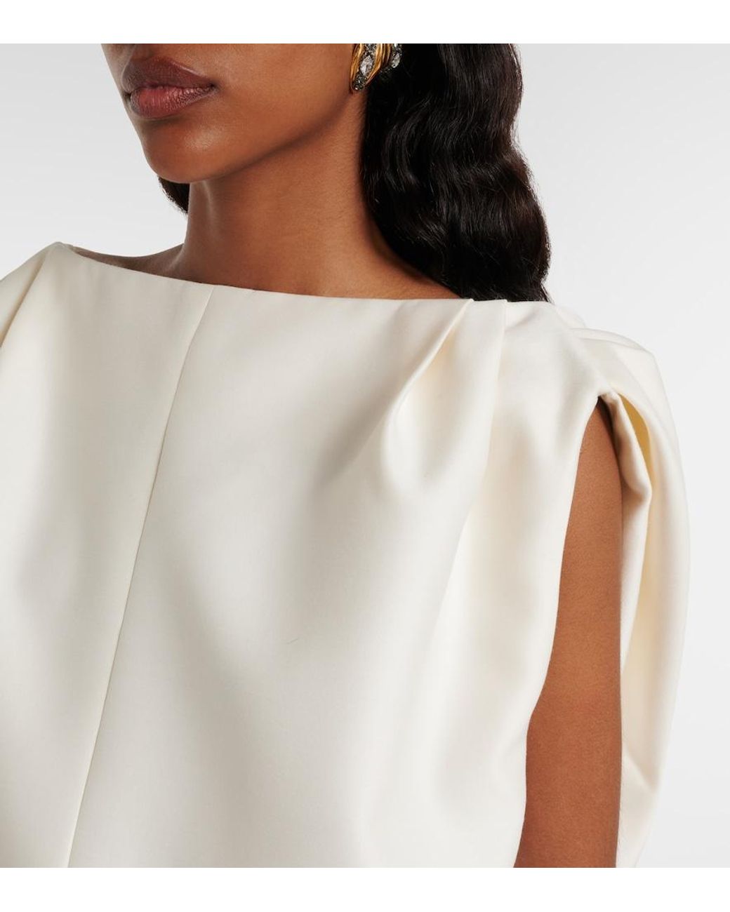 Balenciaga White Draped Wool And Silk Minidress