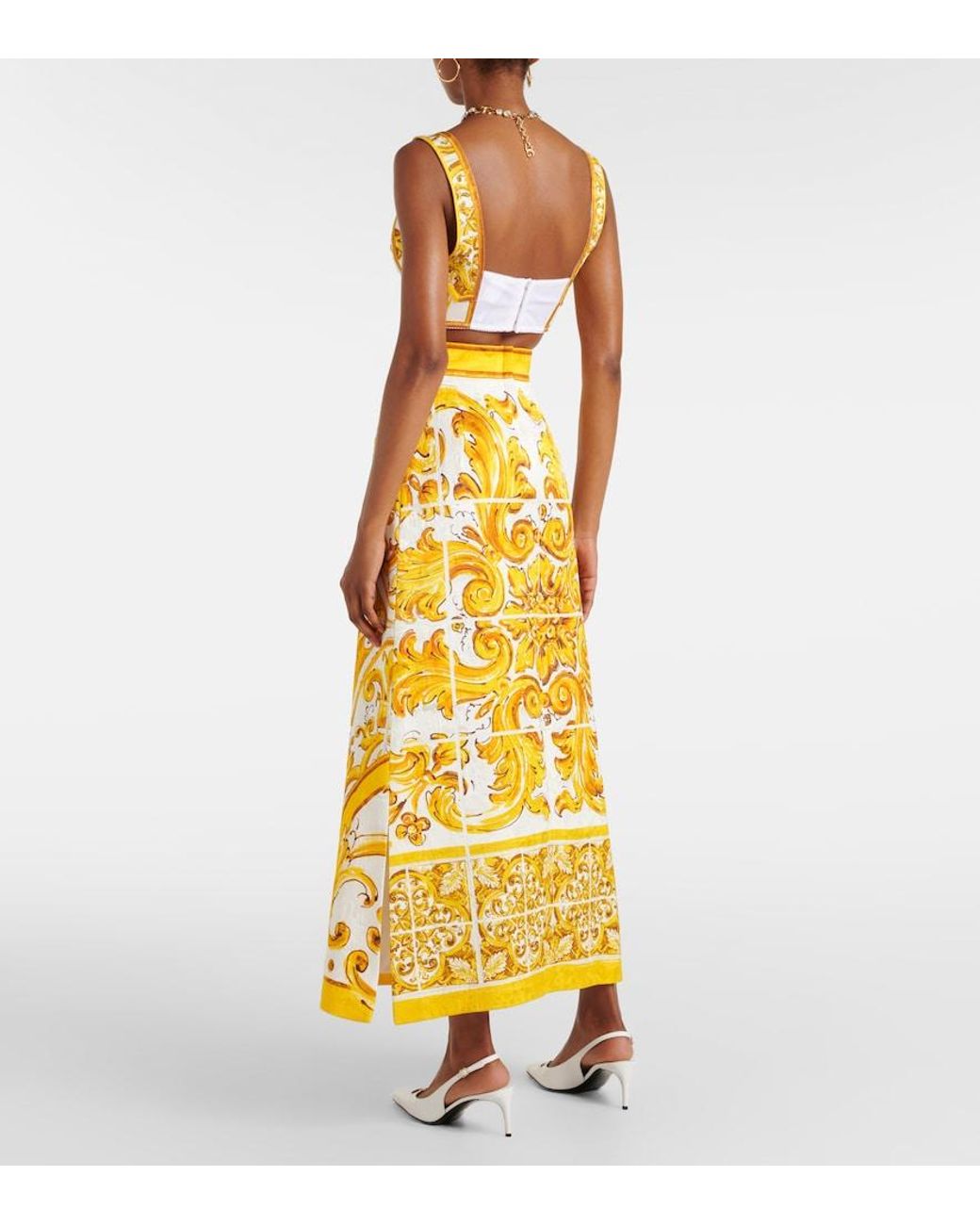 Dolce & Gabbana Yellow Patterned Skirt