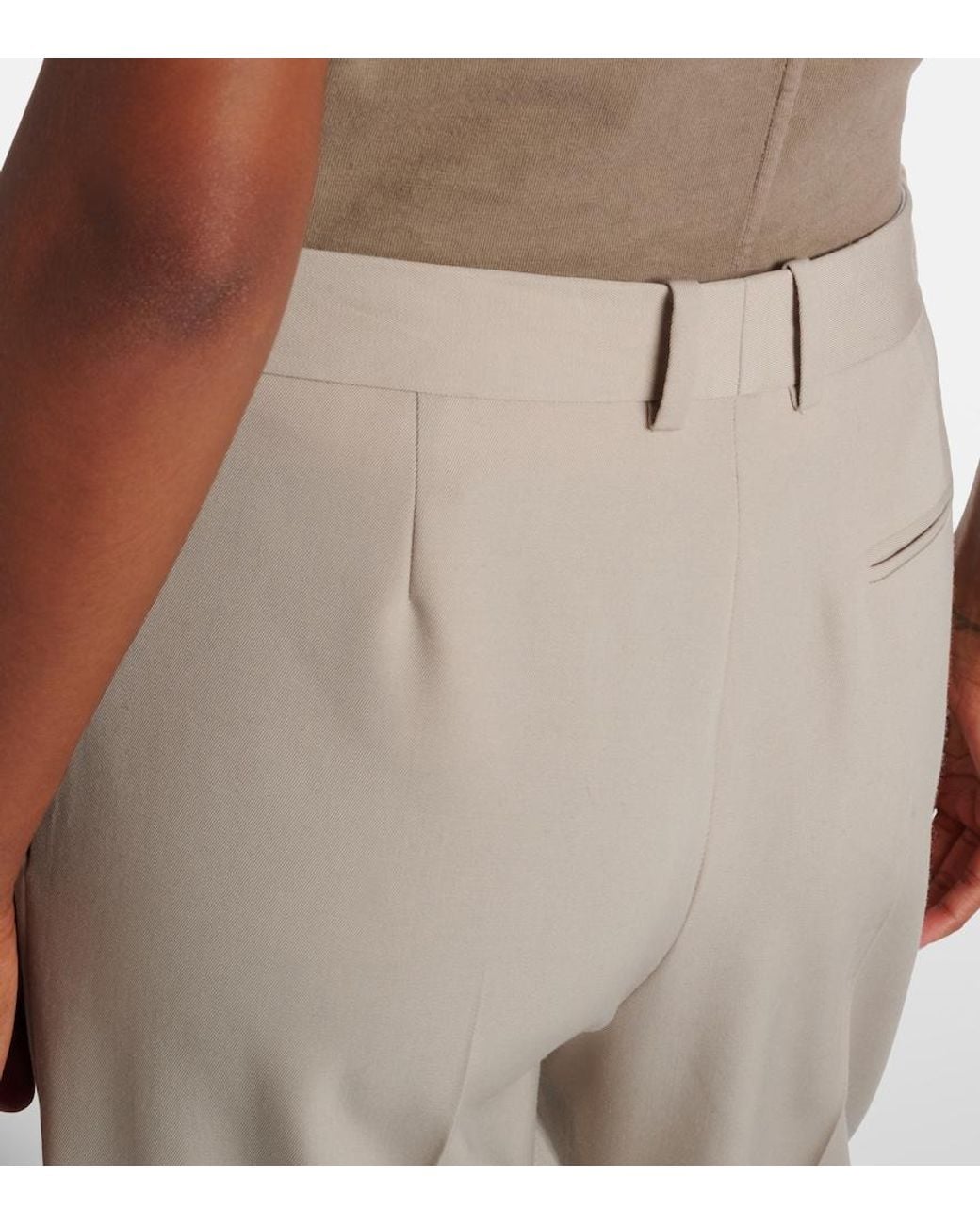 The Row Natural Virgil Wool Gabardine Straight Pants