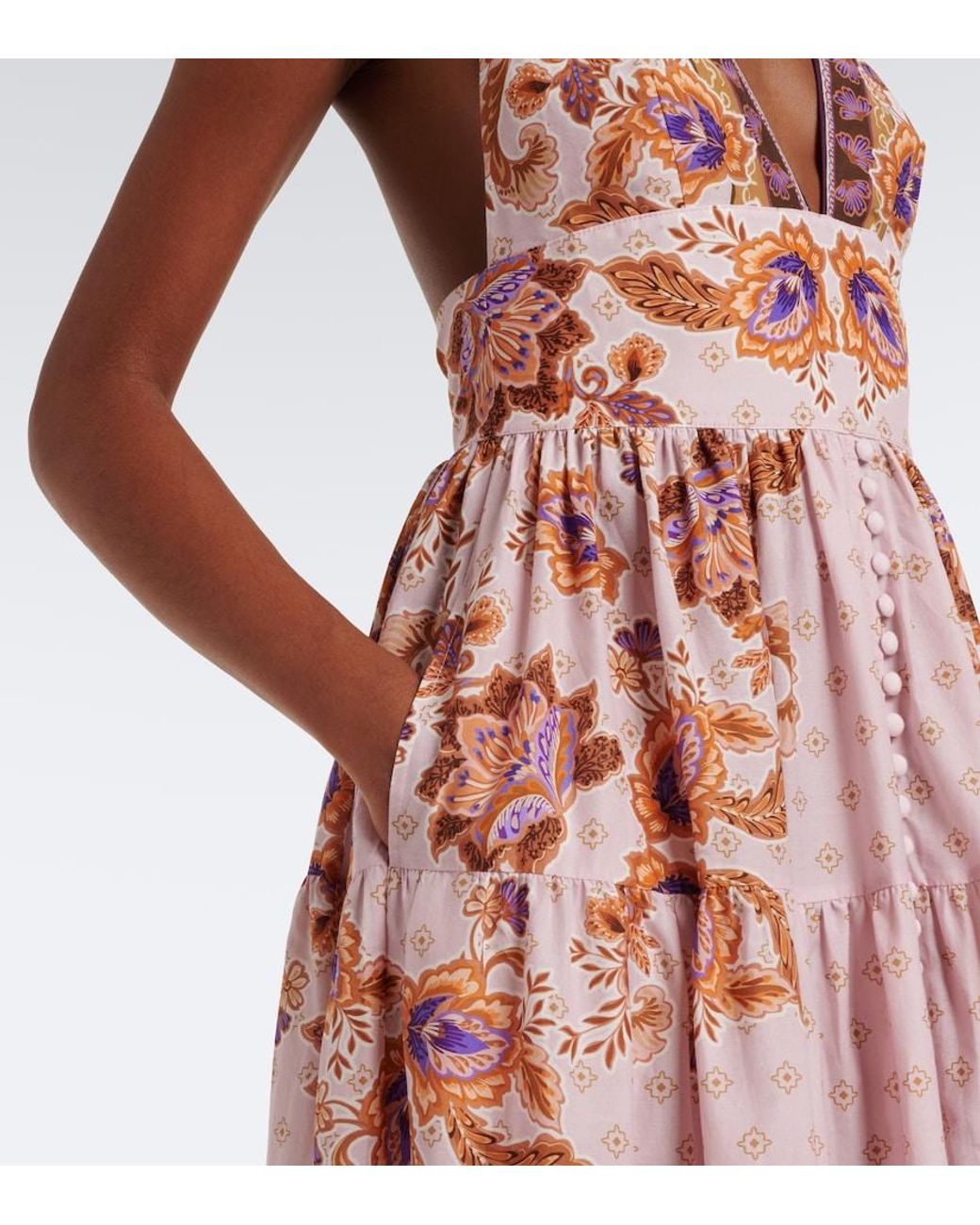 Alexandra Miro Pink Clover Printed Cotton And Silk Maxi Dress