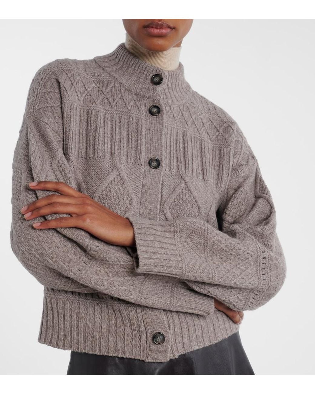 Altuzarra Brown Amory Cable-Knit Wool-Blend Cardigan