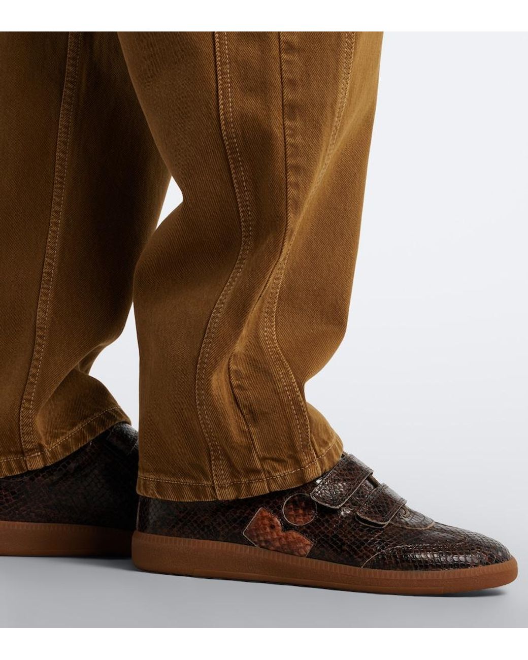 Isabel Marant Brown Beth Snake-Effect Leather Sneakers