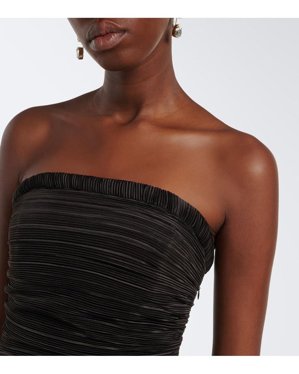 Jonathan Simkhai White Laia Plisse Bustier Gown