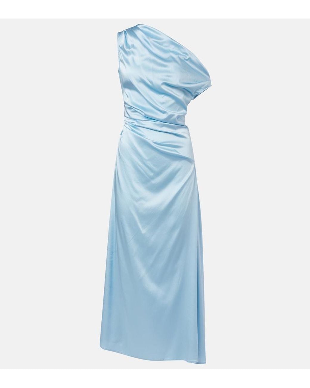 Staud Blue Phare Silk-Blend Satin Cocktail Dress