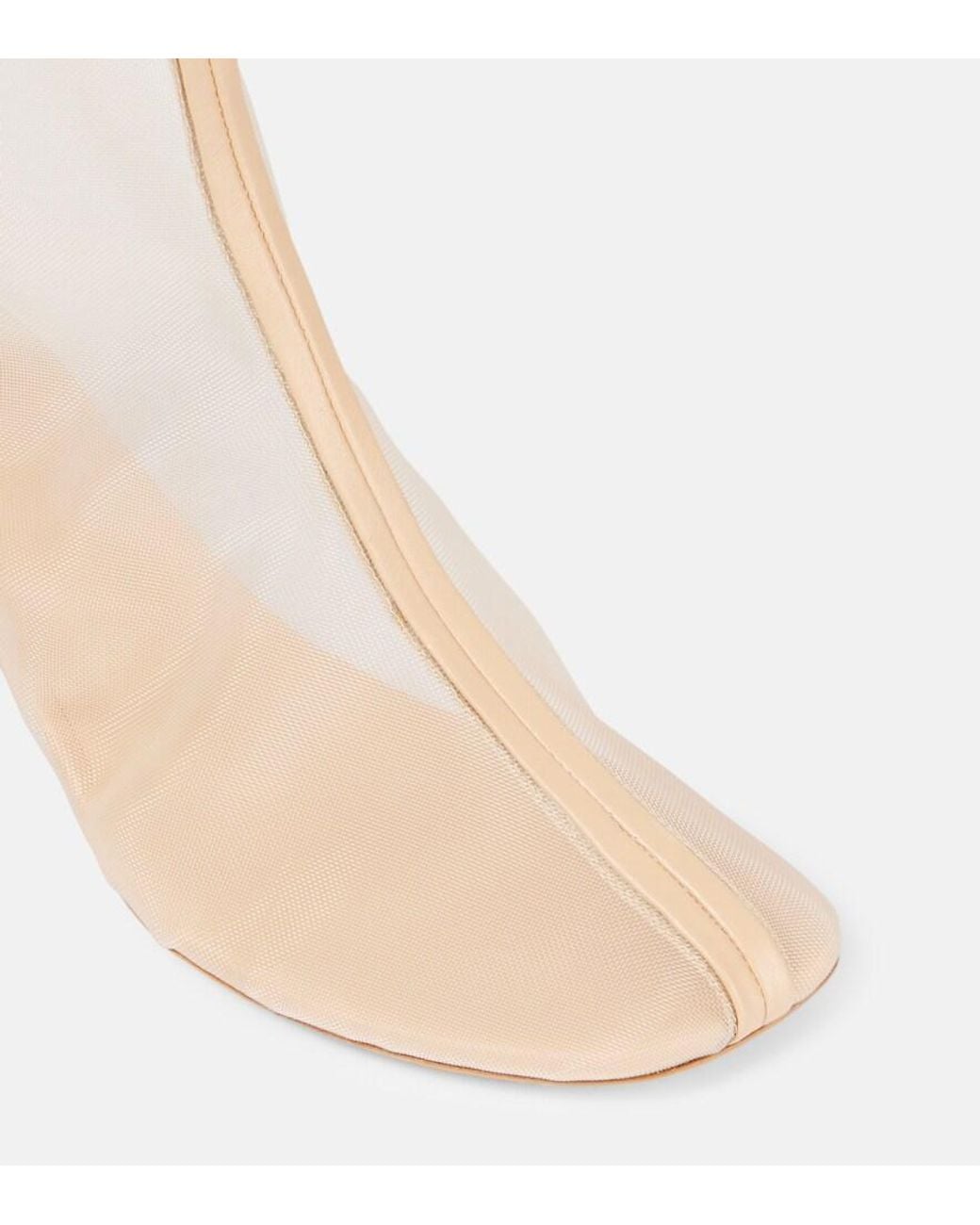 Christopher Esber White Leather-Trimmed Mesh Knee-High Boots