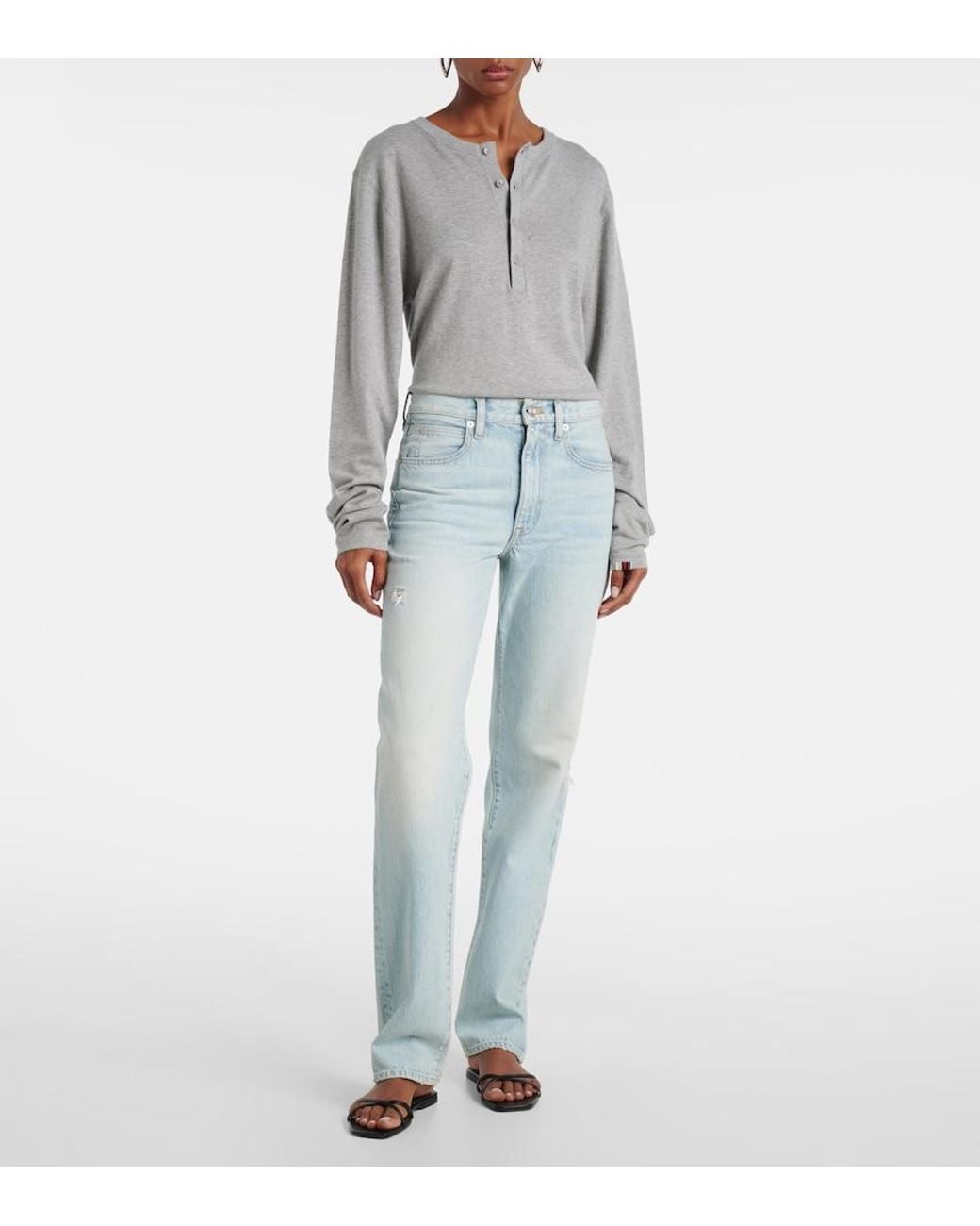 SLVRLAKE Denim Blue London High-Rise Straight Jeans