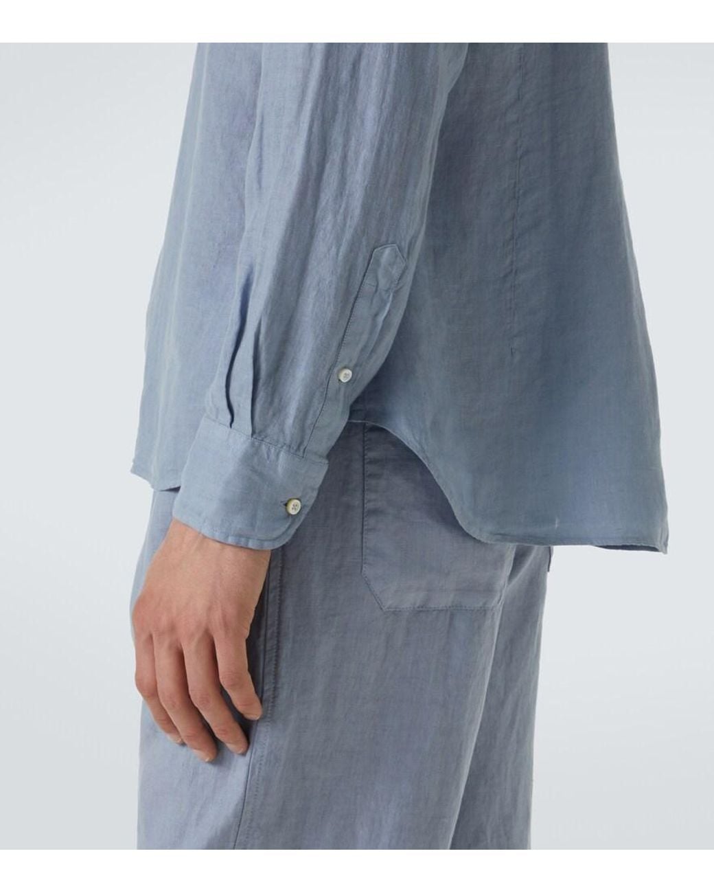 Thom Sweeney Blue Linen Shirt for men