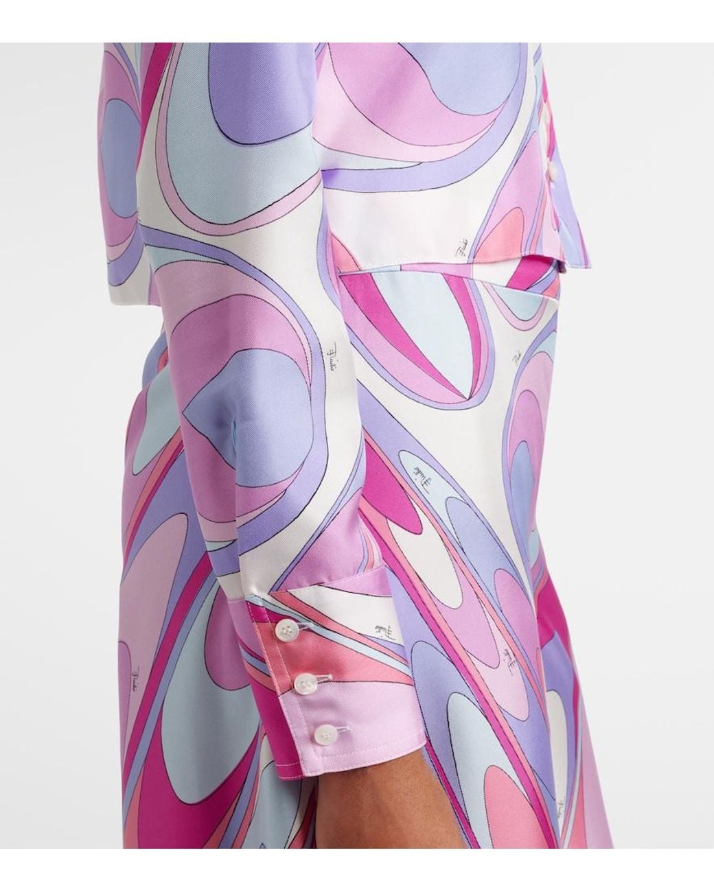Emilio Pucci Pink Printed Cropped Silk Twill Shirt