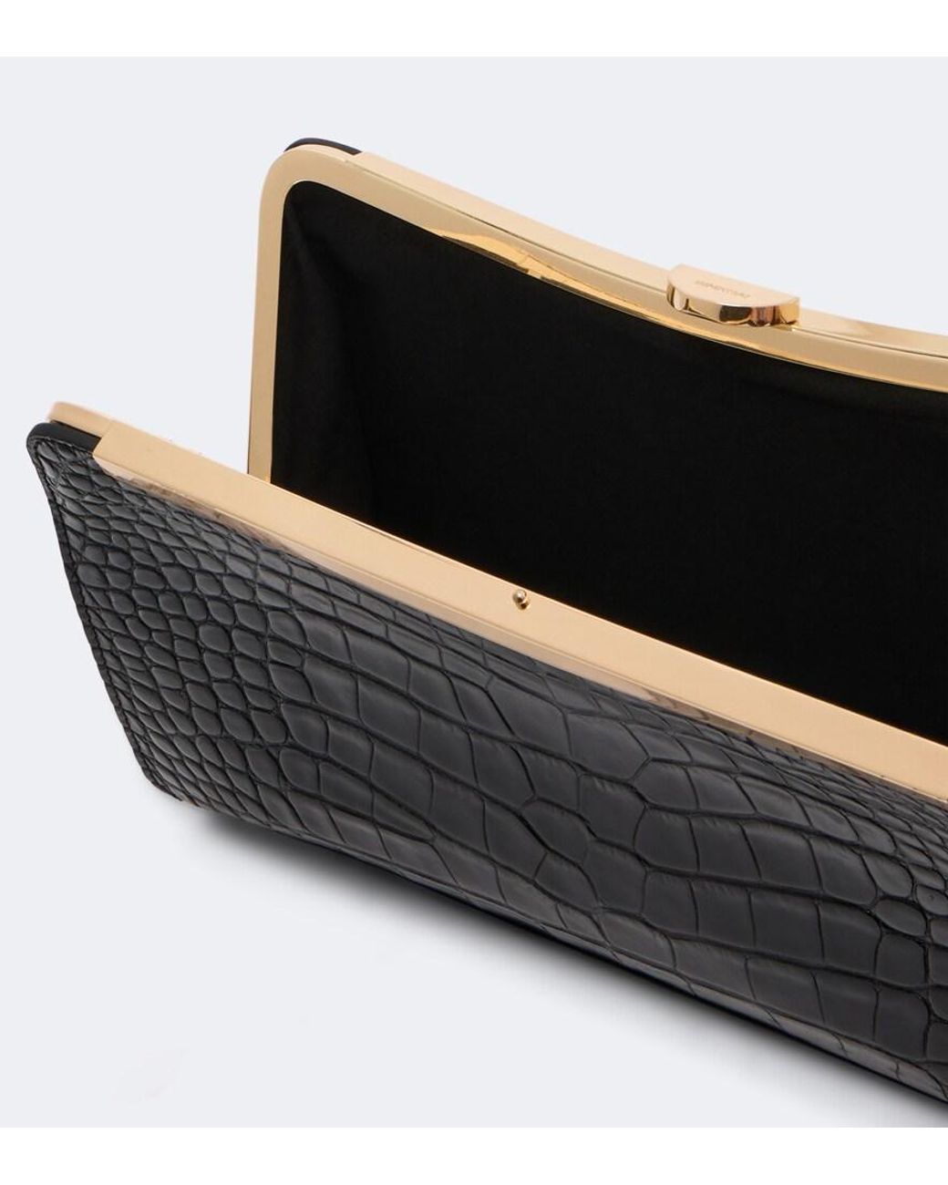 Jonathan Simkhai Black Solange Croc-Effect Leather Clutch