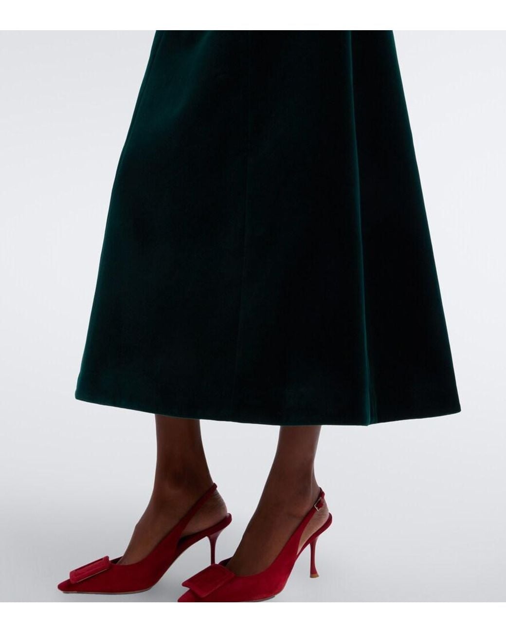 Emilia Wickstead Black Off-Shoulder Cotton Velvet Midi Dress
