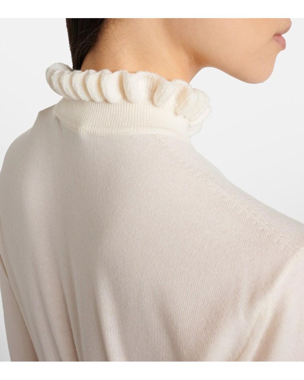 Alexander McQueen White Scalloped Wool-Blend Sweater