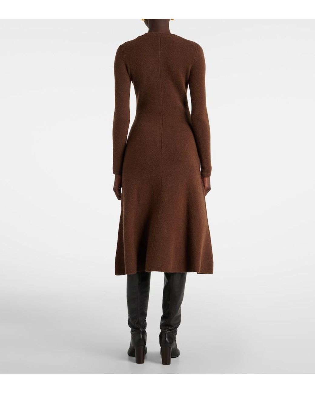 Joseph Brown Cashmere-Blend Midi Dress