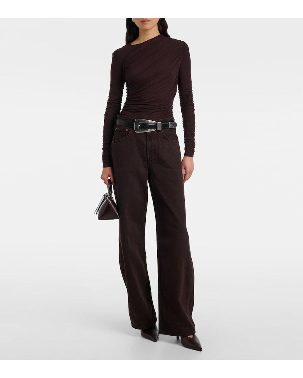 Agolde Brown Tania Twist Ruched Top