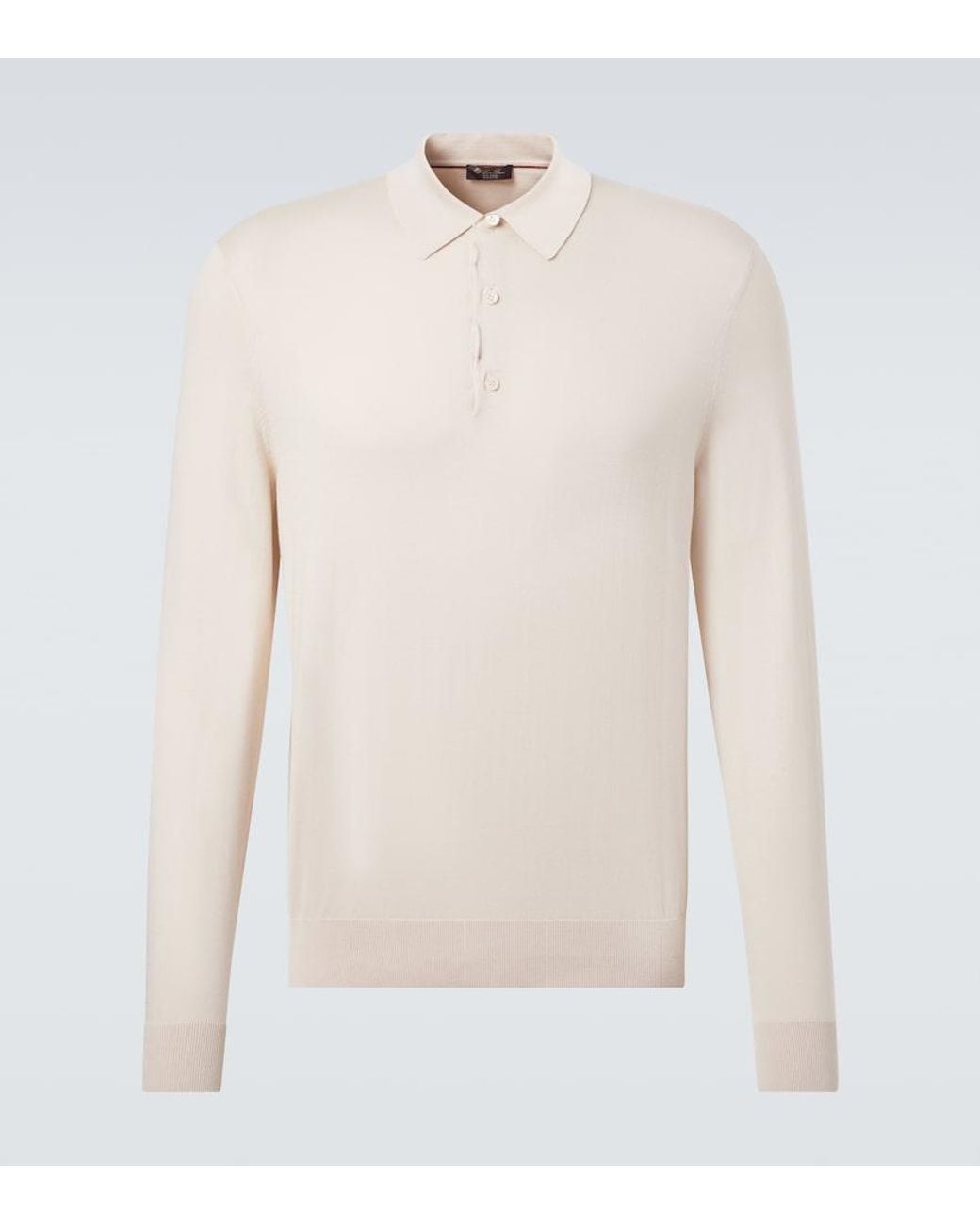 Loro Piana White Cotton Polo Shirt for men