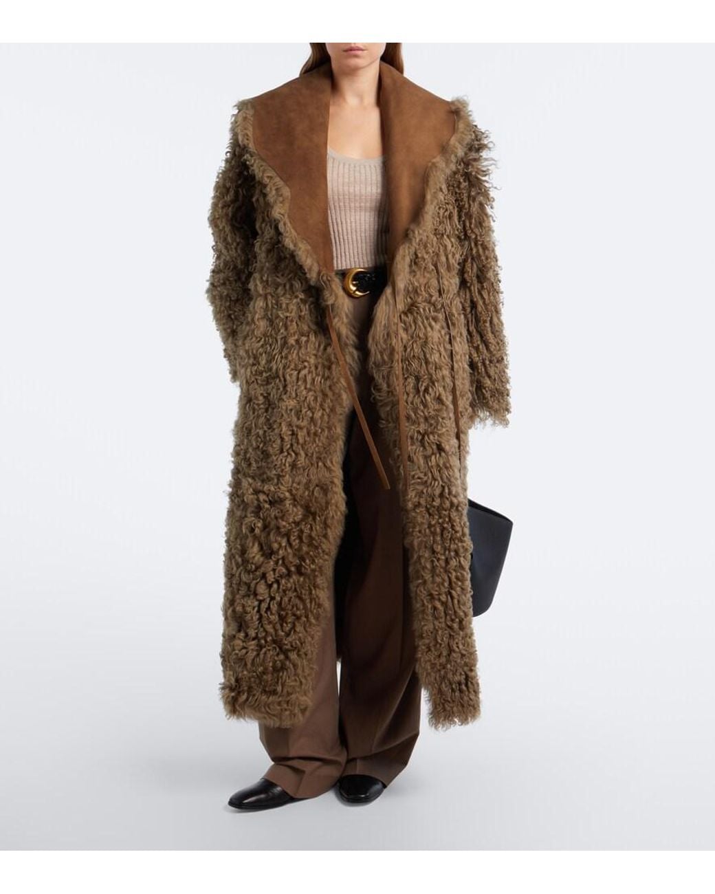 Ralph Lauren Brown Justyn Reversible Suede And Shearling Coat
