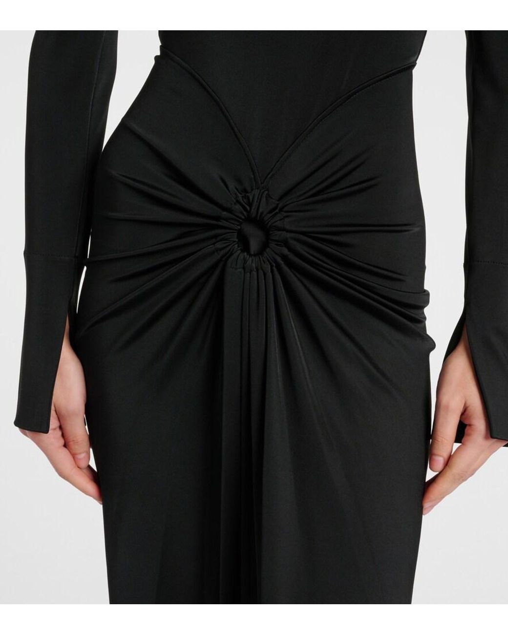 Victoria Beckham Black Gathered Midi Dress