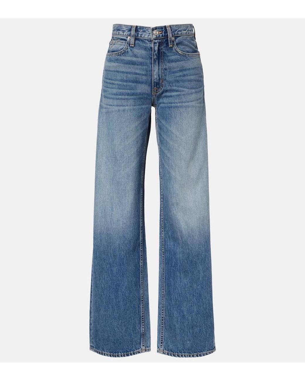 SLVRLAKE Denim Blue Cassie Faded Wide-Leg Jeans