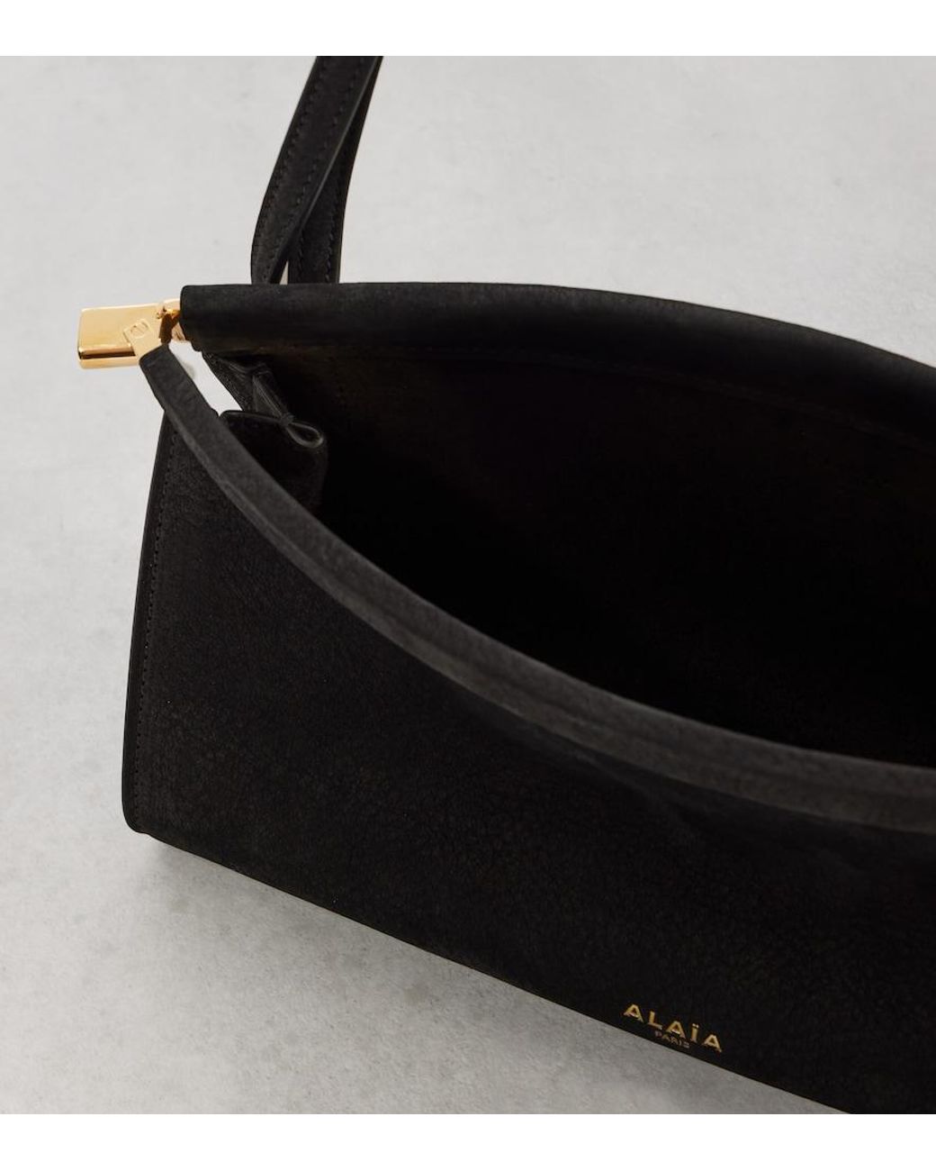 Alaïa Black Click E/W Small Textured-Nubuck Shoulder Bag