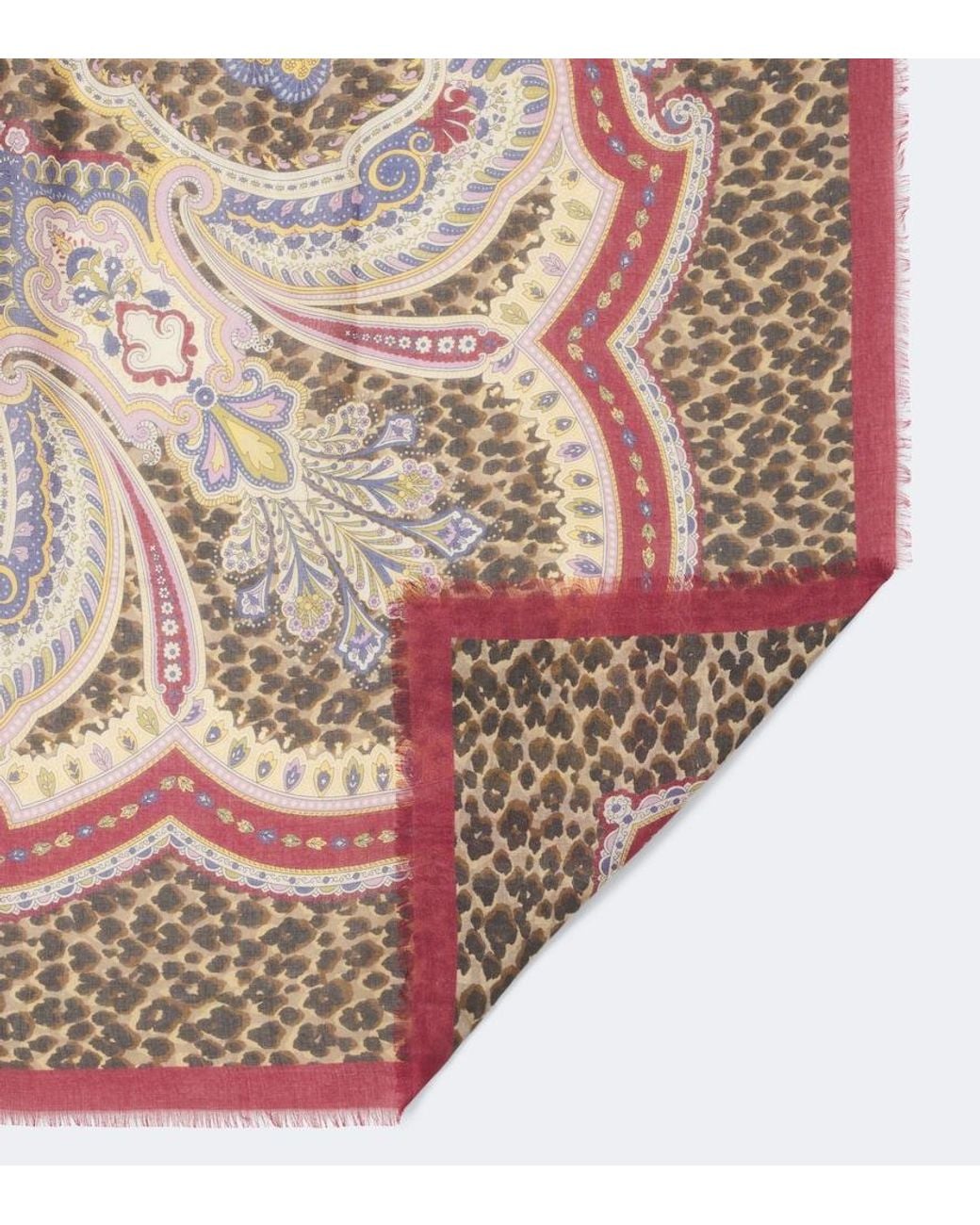 Etro Red Printed Modal And Cashmere Scarf