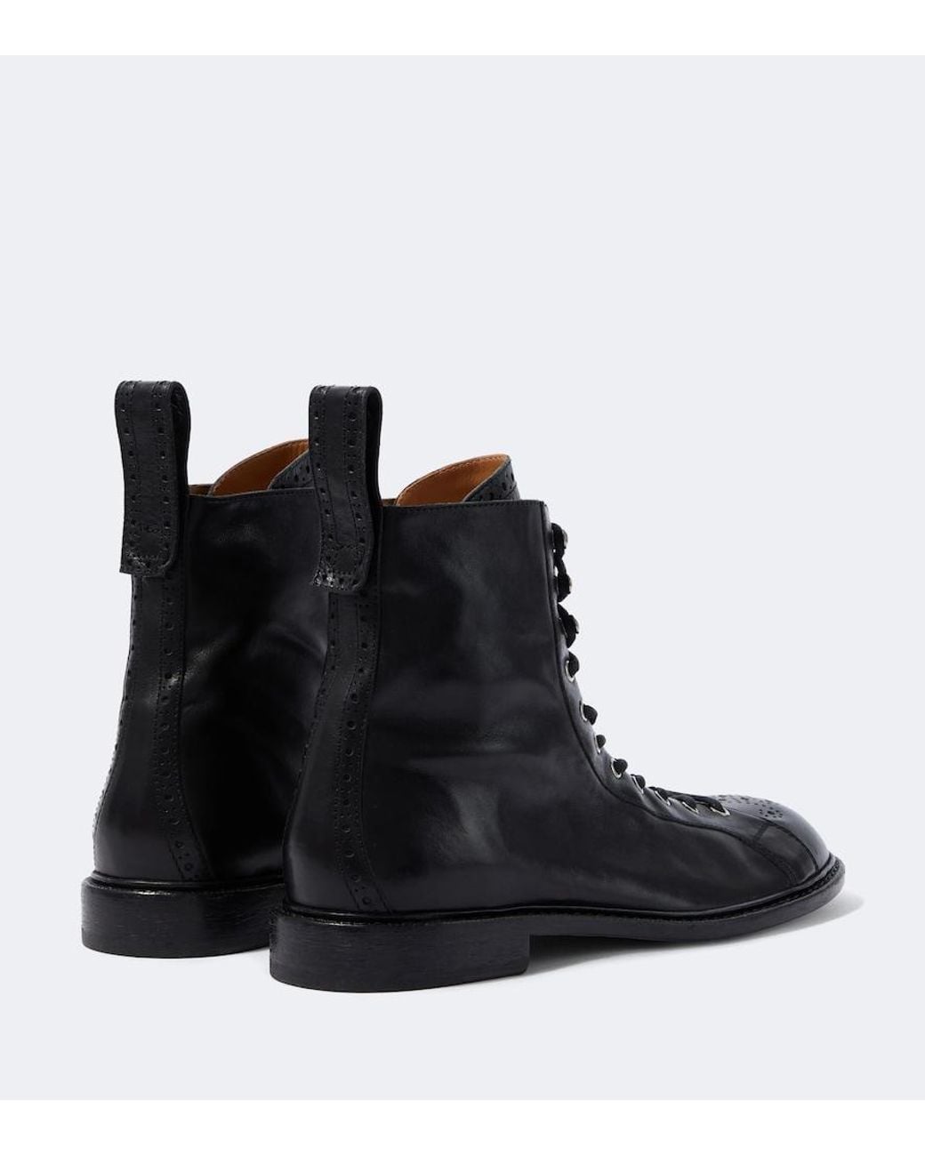 Versace Black Billy Perforated Leather Combat Boots for men